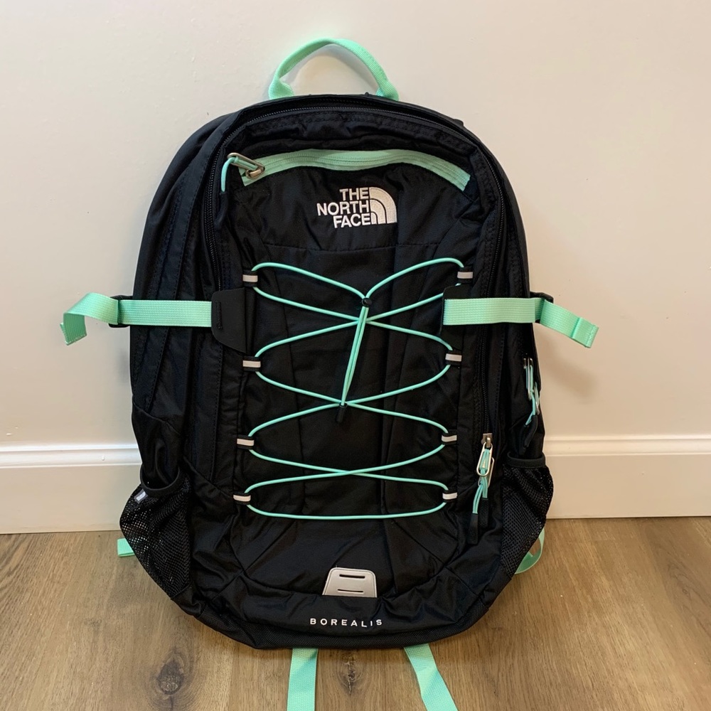 North Face Borealis Backpack Black and Mint Green